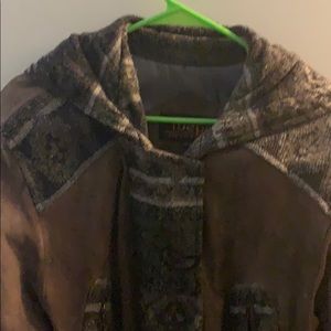 Beautiful suede and wool hooded winter coat.